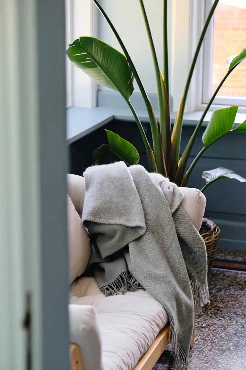 Silkeborg Uldspinderi Drejø Plaid, camel fra> Puder Og Plaider