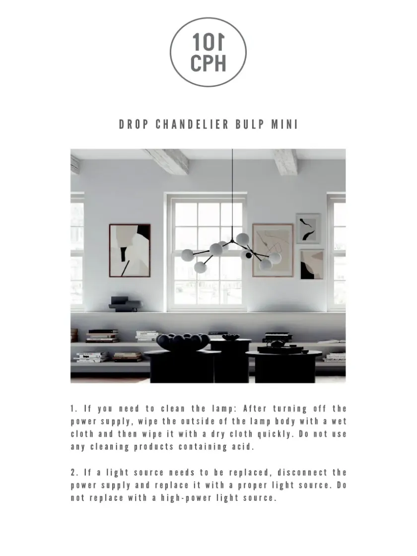 101 Copenhagen Drop Bulp Chandelier, mini grey fra> Spots|Lysekroner