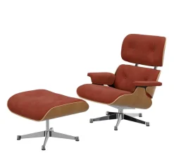 Vitra Eames Lounge Chair, kirsebær, calma brandy inkl. Fodskammel fra> Fodskamler|Loungestole