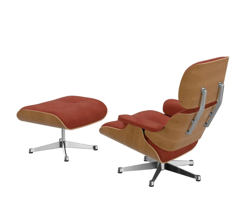 Vitra Eames Lounge Chair, kirsebær, calma brandy inkl. Fodskammel fra> Fodskamler|Loungestole