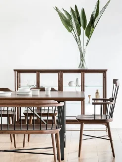 Stellar Works Exchange Highback Chair, walnut fra> Spisebordsstole