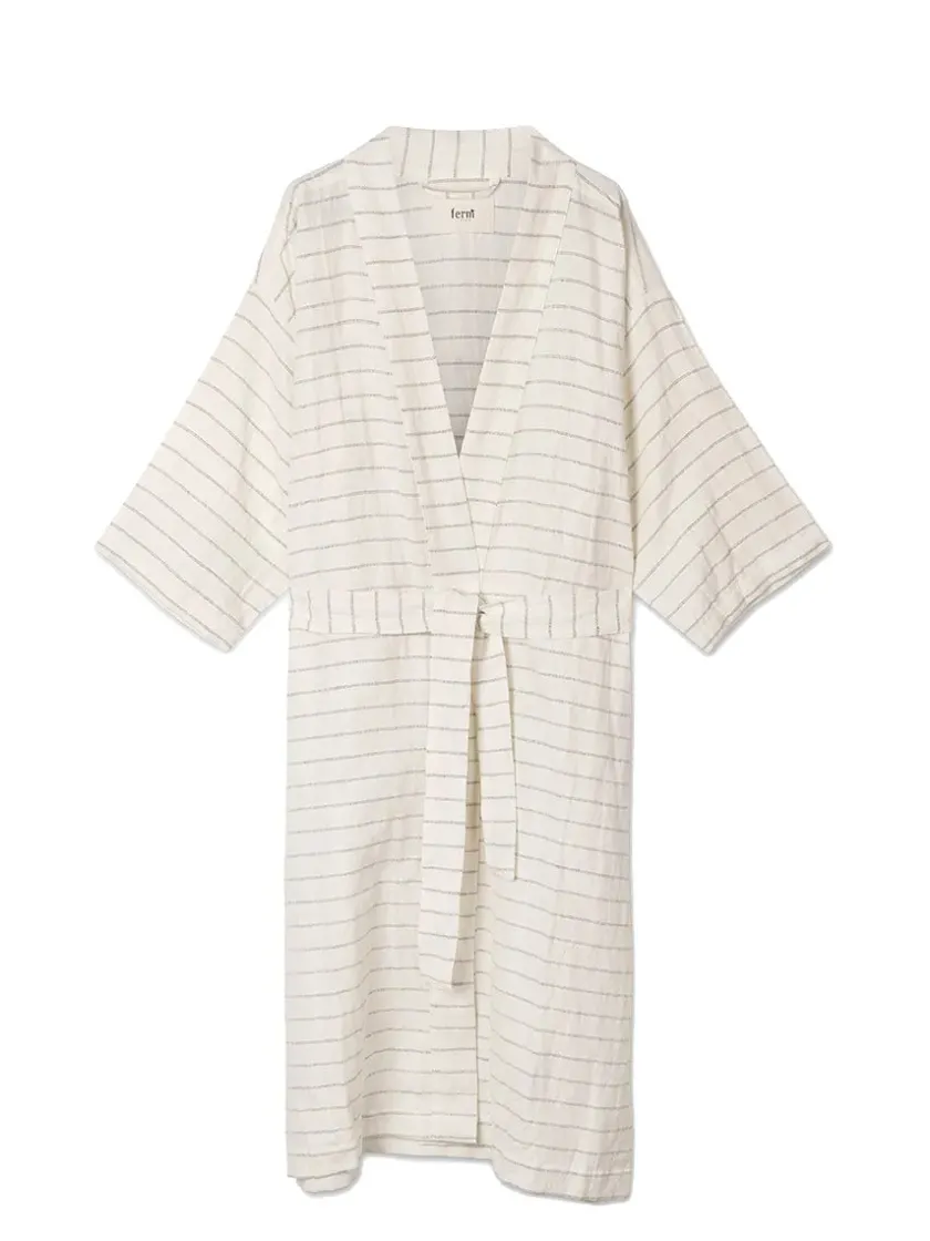 Ferm Living Field Robe, off-white/chocolate fra> Tøj|Badeværelsestekstiler