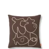Ferm Living Figure Cushion, coffee/sand fra> Puder Og Plaider|Puder
