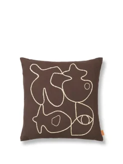 Ferm Living Figure Cushion, coffee/sand fra> Puder Og Plaider|Puder