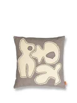 Ferm Living Figure Cushion, grey blue/off-white fra> Puder Og Plaider|Puder