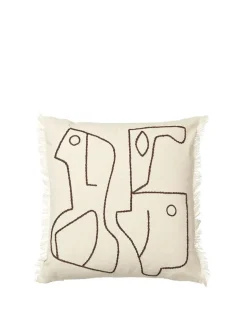 Ferm Living Figure Cushion, off-white/coffee fra> Puder Og Plaider|Puder