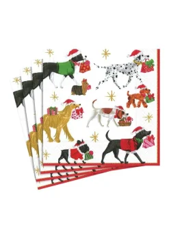 Caspari Frokostservietter, julehunde, 20 stk. fra> Juleborddækning