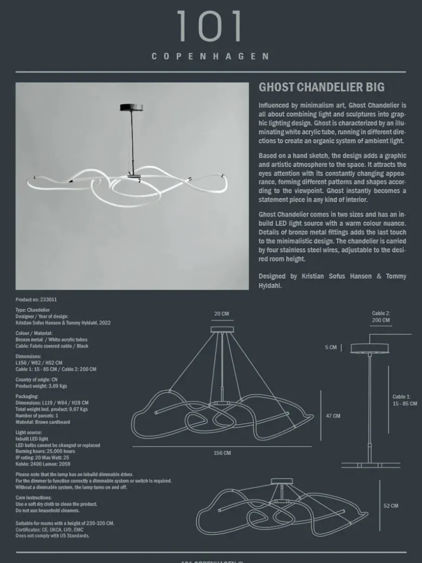 101 Copenhagen Ghost Chandelier, Big, Burned Black fra> Spots|Lysekroner
