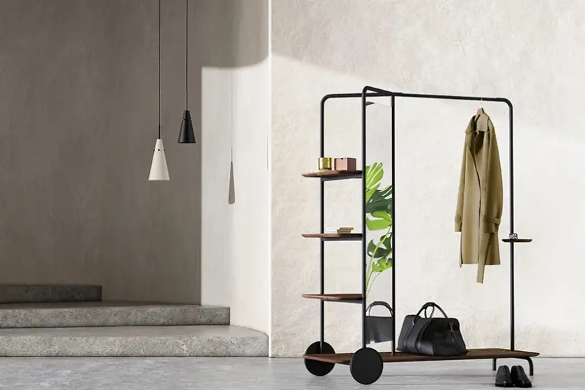 Stellar Works Host Wardrobe, walnut fra> Entrémøbler|Tøjstativer
