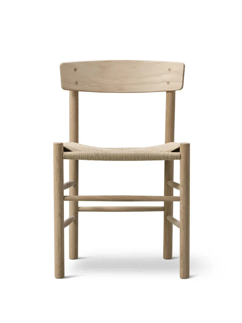 Fredericia Furniture J39 Folkestolen, sæbebehandlet eg af Børge Mogensen> Spisebordsstole