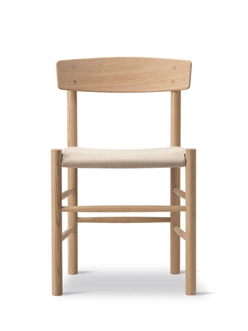 Fredericia Furniture J39 Folkestolen Sædepolstret, Cognac Læder af Børge Mogensen> Spisebordsstole