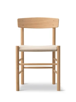 Fredericia Furniture J39 Folkestolen Sædepolstret, Natur Canvas af Børge Mogensen> Spisebordsstole