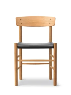 Fredericia Furniture J39 Folkestolen Sædepolstret, Sort Canvas af Børge Mogensen><noscript><img width=