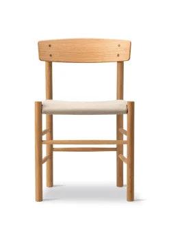 Fredericia Furniture J39 Folkestolen Sædepolstret, Mørkebrun Læder af Børge Mogensen><noscript><img width=