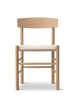 Fredericia Furniture J39 Folkestolen Sædepolstret, Mørkebrun Læder af Børge Mogensen><noscript><img width=