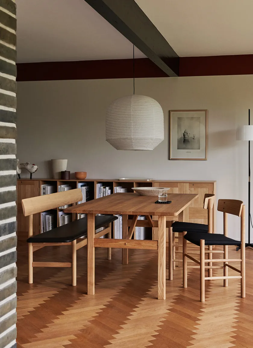 Fredericia Furniture J39 Folkestolen Sædepolstret, Sort Læder af Børge Mogensen> Spisebordsstole