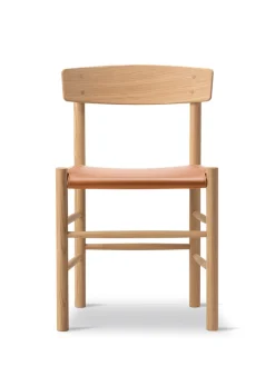 Fredericia Furniture J39 Folkestolen Sædepolstret, Sort Læder af Børge Mogensen><noscript><img width=