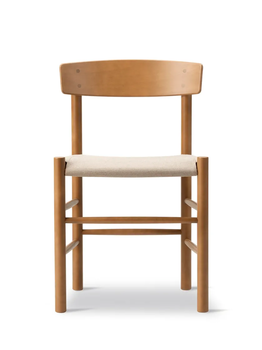 Fredericia Furniture J39 Folkestolen Sædepolstret, Sort Læder af Børge Mogensen> Spisebordsstole