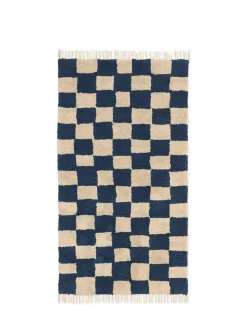 Ferm Living Mara Washable Rug 90 x 150 cm, deep blue fra> Gulvtæpper