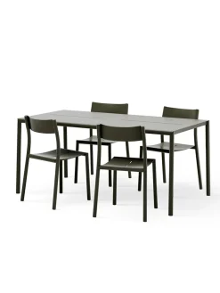 New Works May sæt, 4 stole og bord 170x85 i dark green fra> Havemøbelsæt