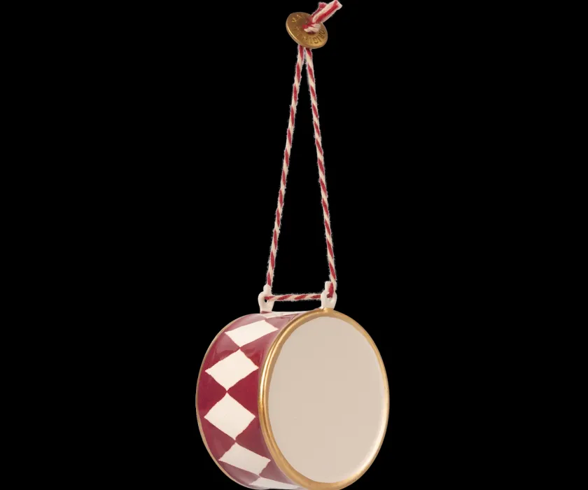 Maileg Metal Ornament, tromme, lille - rød fra> Juletræspynt