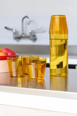 Nine Milk, set of 1 carafe + 2 glasses, yellow fra> Kander|Service