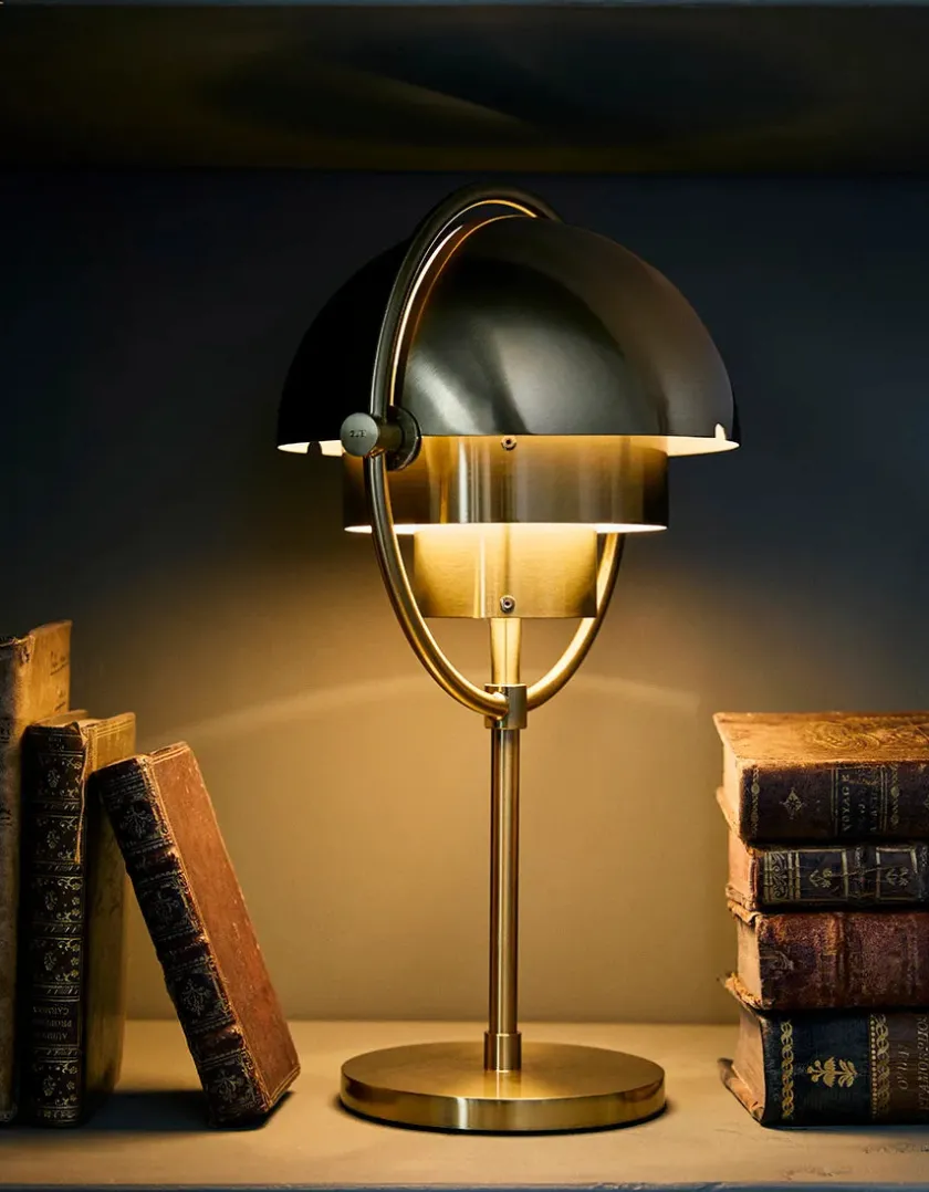 GUBI Multi-Lite Portable Bordlampe, krom/hvid fra> Portable Lamper|Spots