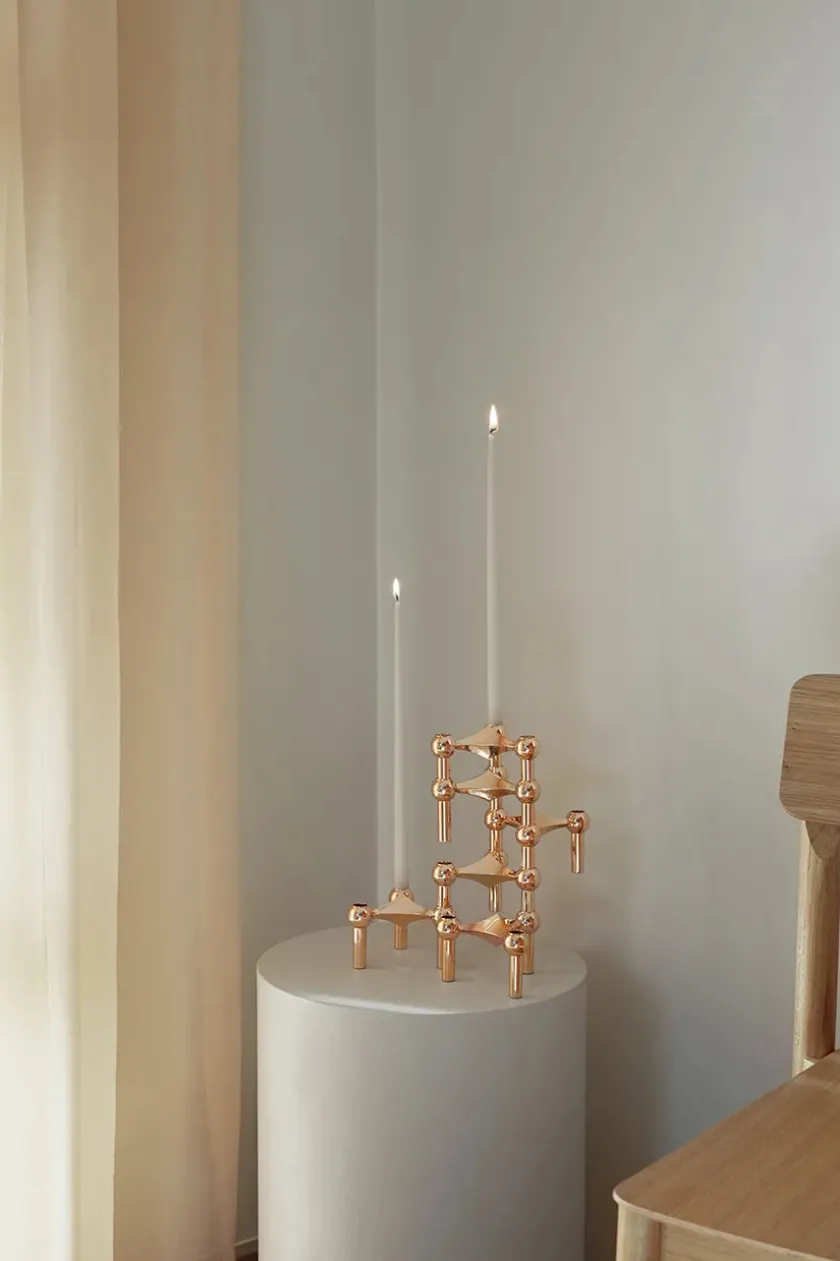 STOFF Nagel Nagel Lysestage, sort krom fra> Lysestager