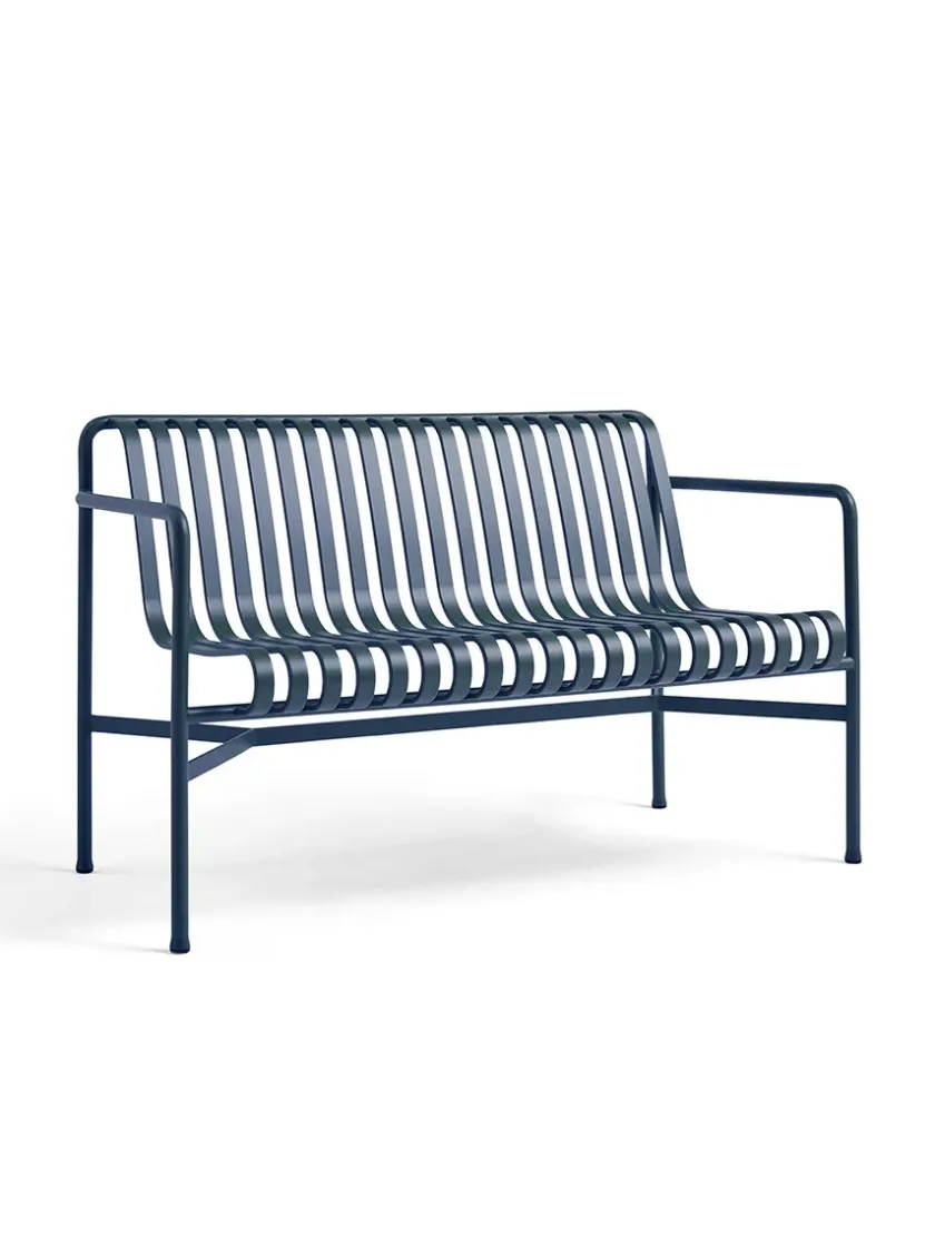 HAY Palissade Dining Bench Armrest, Deep Blue fra> Havebænke