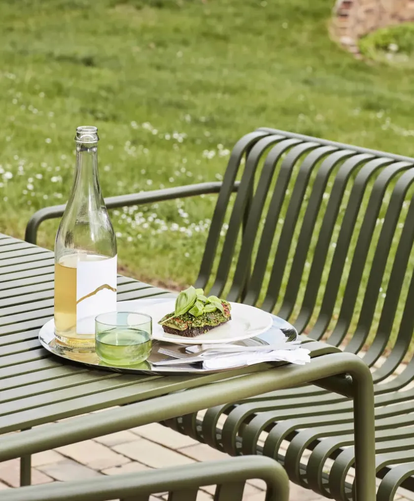 HAY Palissade Dining Bench Armrest, Deep Blue fra> Havebænke