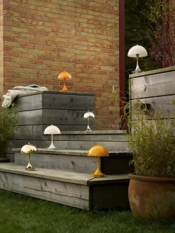 Louis Poulsen Panthella 160 Portable V3, chrome beige af Verner Panton> Gaver Til Hende|Portable Lamper