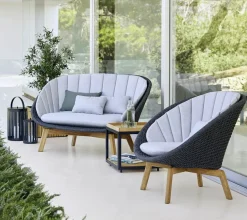 Cane-line Peacock Loungestol, Soft Rope m/ben i teak fra> Udendørs Loungemøbler|Havestole