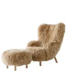 &Tradition Petra VB3 lænestol inkl. Skammel, Sheepskin honey 50 fra> Lænestole