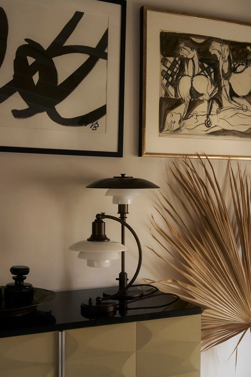 Louis Poulsen PH 2/2 Luna Bordlampe, Aged Brass fra> Spots