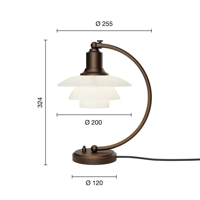 Louis Poulsen PH 2/2 Luna Bordlampe, Aged Brass fra> Spots