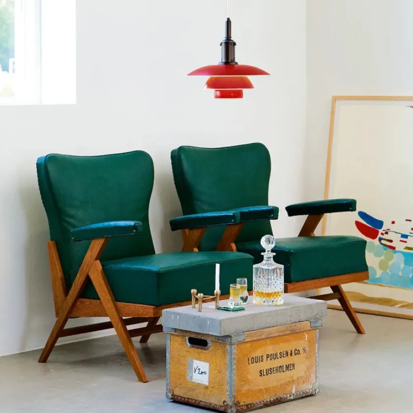 Louis Poulsen PH 3½-3 Pendel, rød af Poul Henningsen> Pendler|Spots