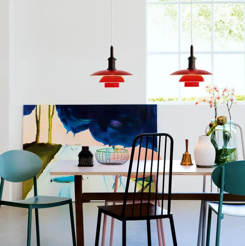 Louis Poulsen PH 3½-3 Pendel, rød af Poul Henningsen> Pendler|Spots