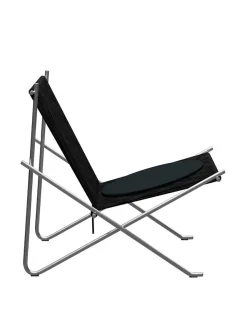 Fritz Hansen PK4 Loungestol i sort, stålstel af Poul Kjærholm><noscript><img width=