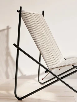 Fritz Hansen PK4 Loungestol i sort, stålstel af Poul Kjærholm><noscript><img width=