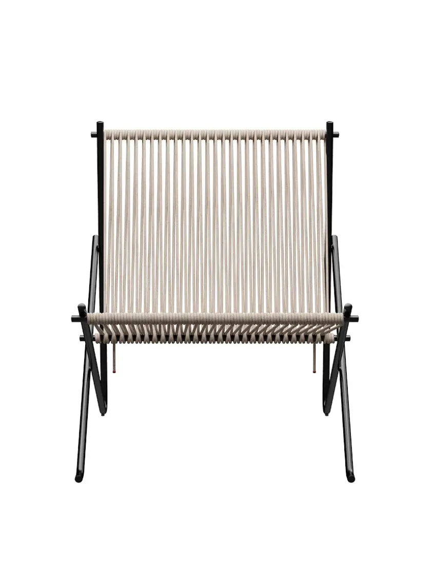 Fritz Hansen PK4 Loungestol i sort, stålstel af Poul Kjærholm> Loungestole|Lænestole
