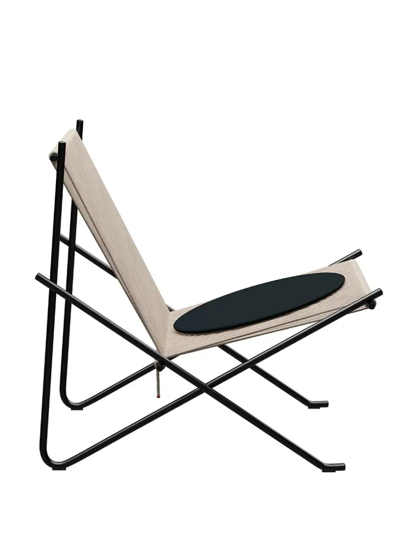 Fritz Hansen PK4 Loungestol i sort, stålstel af Poul Kjærholm> Loungestole|Lænestole