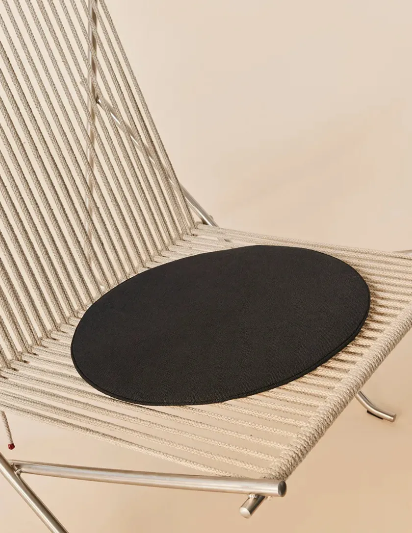 Fritz Hansen PK4 Loungestol i sort, stålstel af Poul Kjærholm> Loungestole|Lænestole