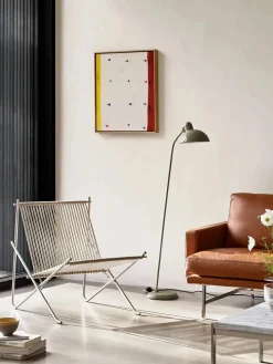 Fritz Hansen PK4 Loungestol i sort, stålstel af Poul Kjærholm><noscript><img width=