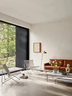 Fritz Hansen PK4 Loungestol i sort, stålstel af Poul Kjærholm><noscript><img width=