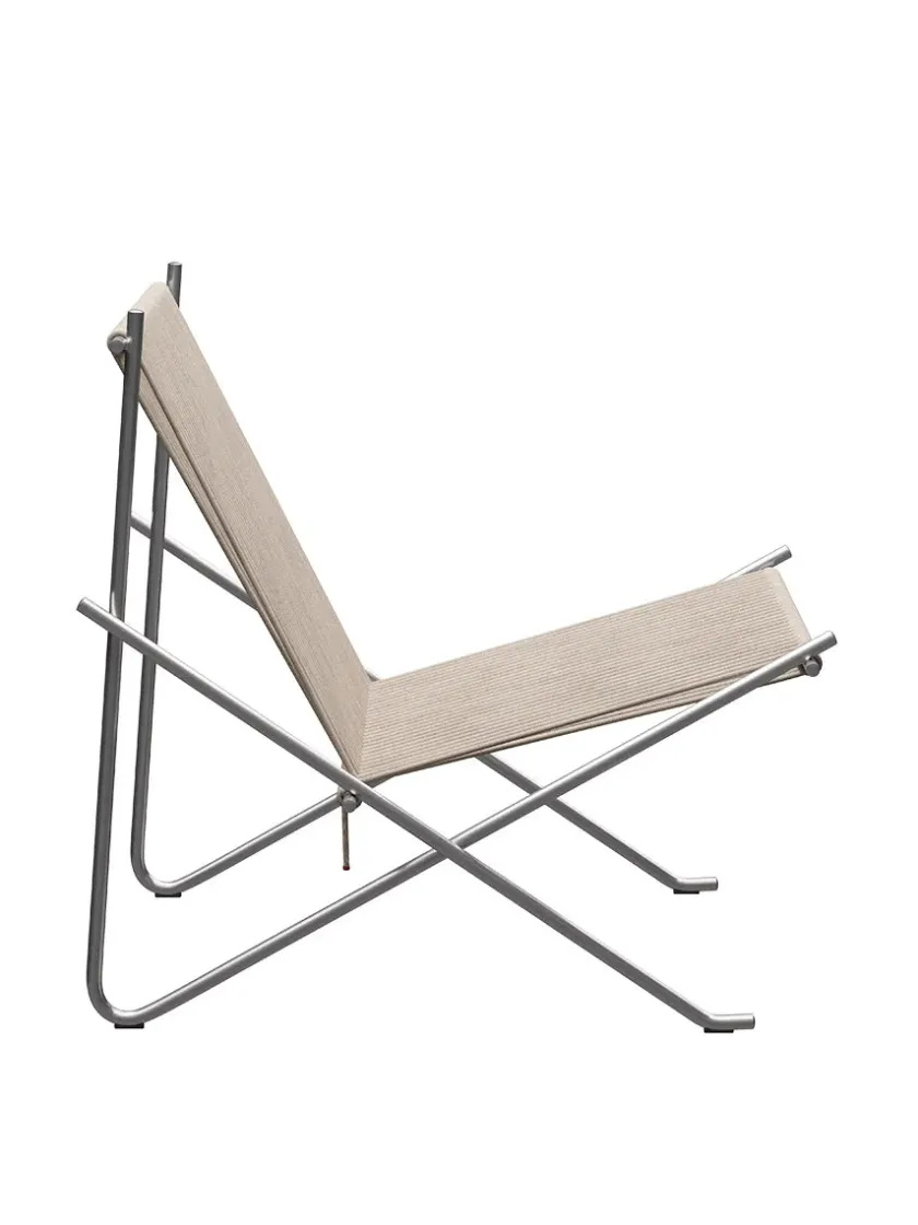 Fritz Hansen PK4 Loungestol i sort, stålstel af Poul Kjærholm> Loungestole|Lænestole