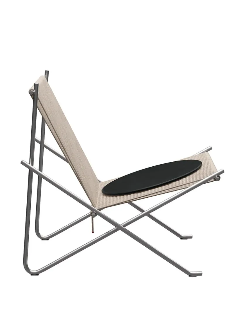 Fritz Hansen PK4 Loungestol i sort, stålstel af Poul Kjærholm> Loungestole|Lænestole