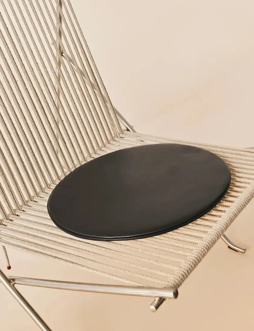 Fritz Hansen PK4 Loungestol i sort, stålstel af Poul Kjærholm> Loungestole|Lænestole