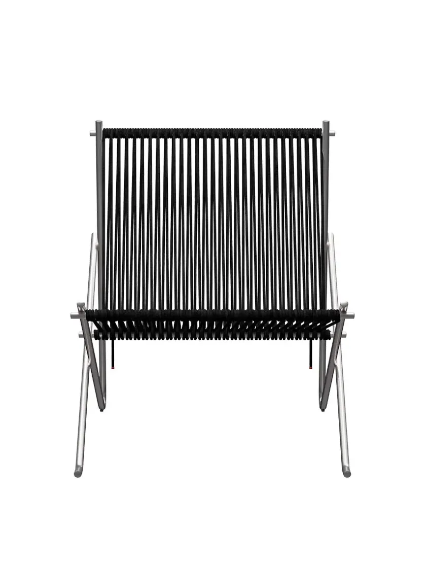Fritz Hansen PK4 Loungestol i sort, stålstel af Poul Kjærholm> Loungestole|Lænestole
