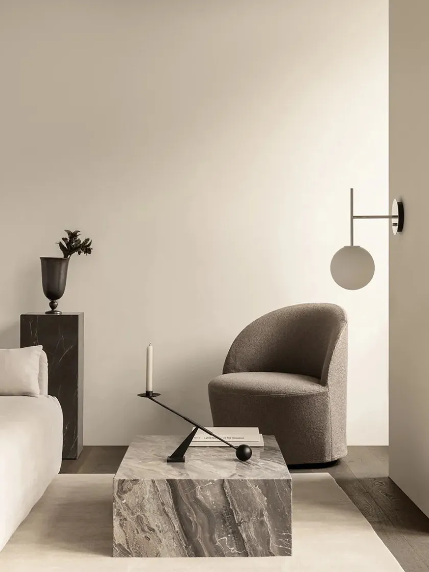 Audo Copenhagen Plinth Low, grey galaxy marble fra> Sofaborde