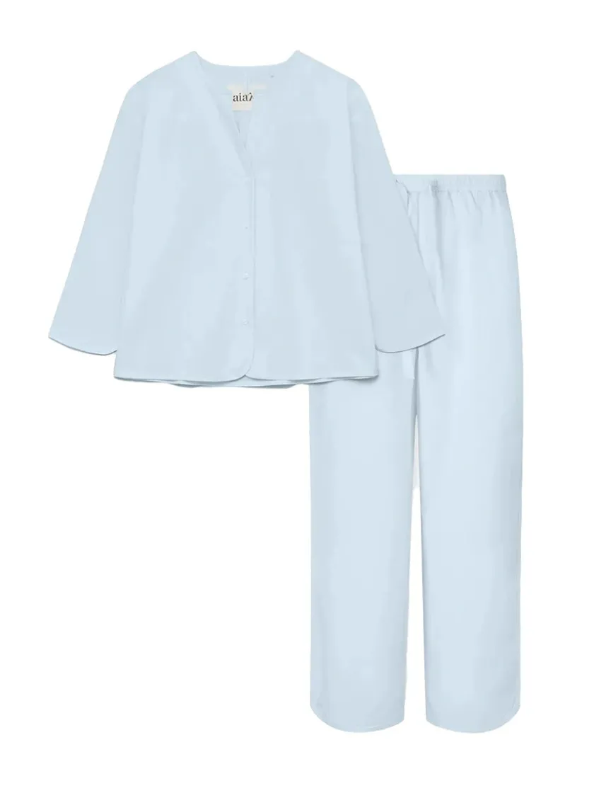 Aiayu Pyjamas Poplin, mix blue eyes fra> Tøj|Tekstiler Til Soveværelset